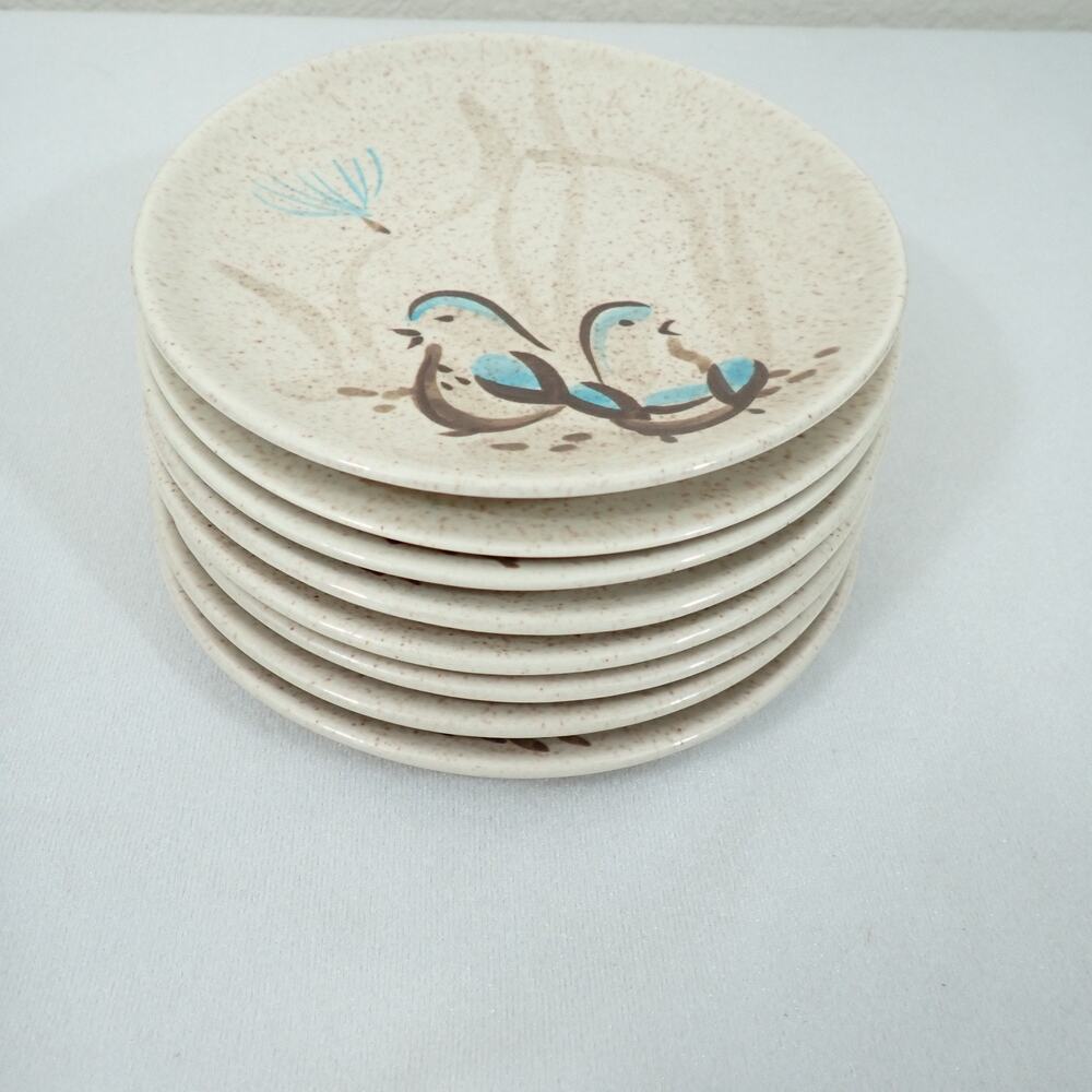 Red Wing Bob White Quail Bread Butter Plates Lot of 8 6-5/8" MCM USA